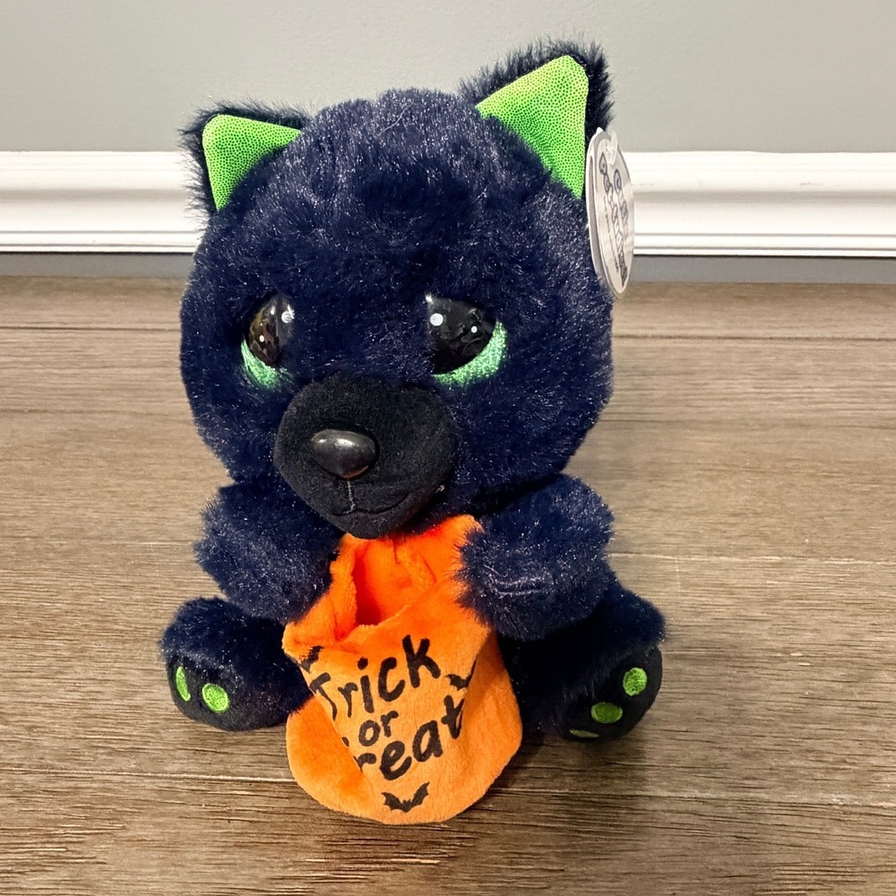 Cutie Pet-Tudies‎ Halloween Black Cat with Trick or Treat Pumpkin Bag Plush